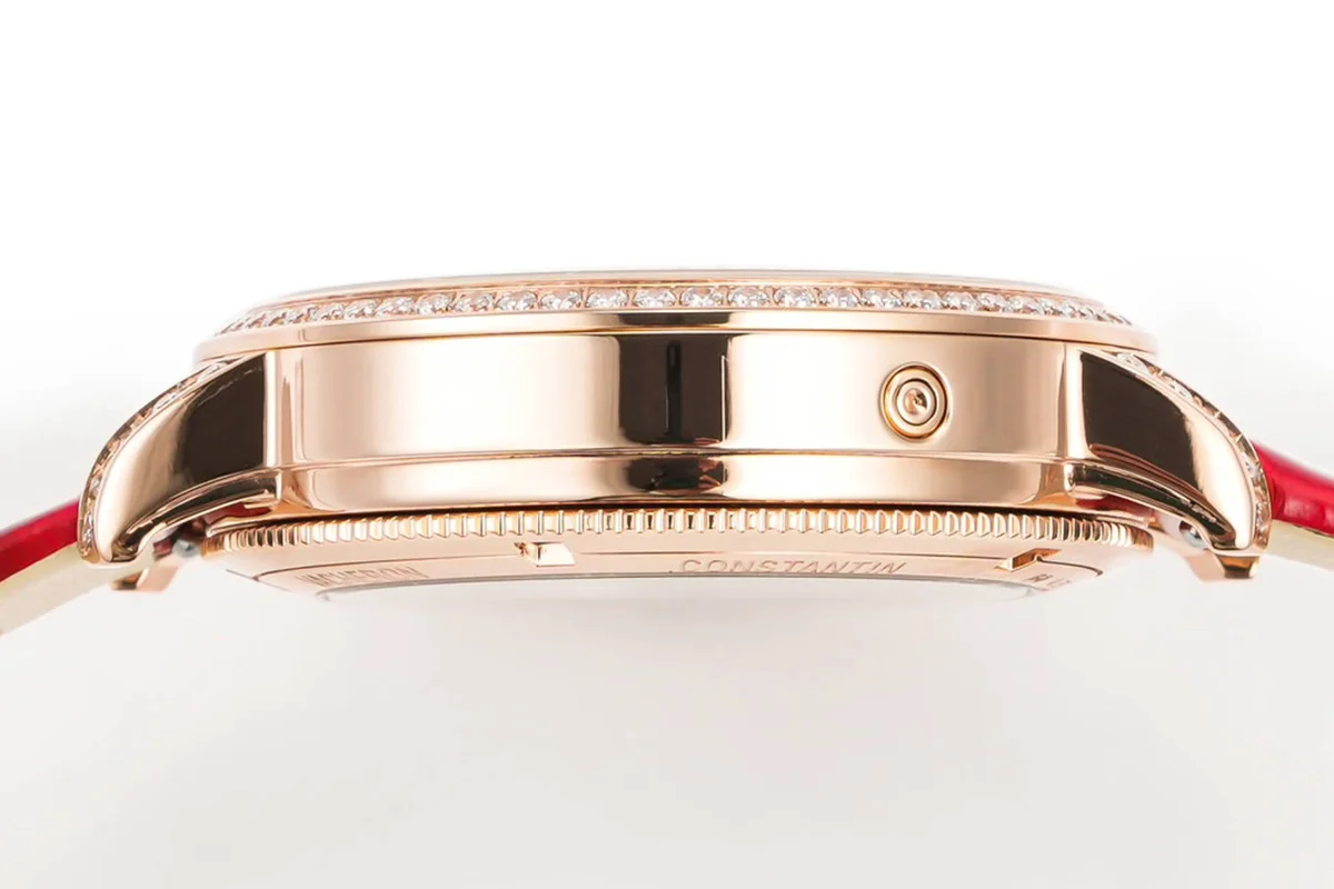 Traditionelle Moon Phase Diamond Paved Dial in Pink Gold