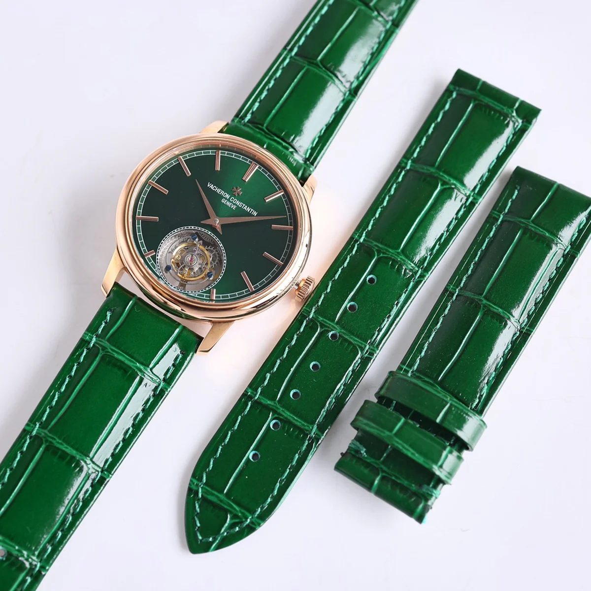 Traditionelle Tourbillon Green Dial in Rose Gold