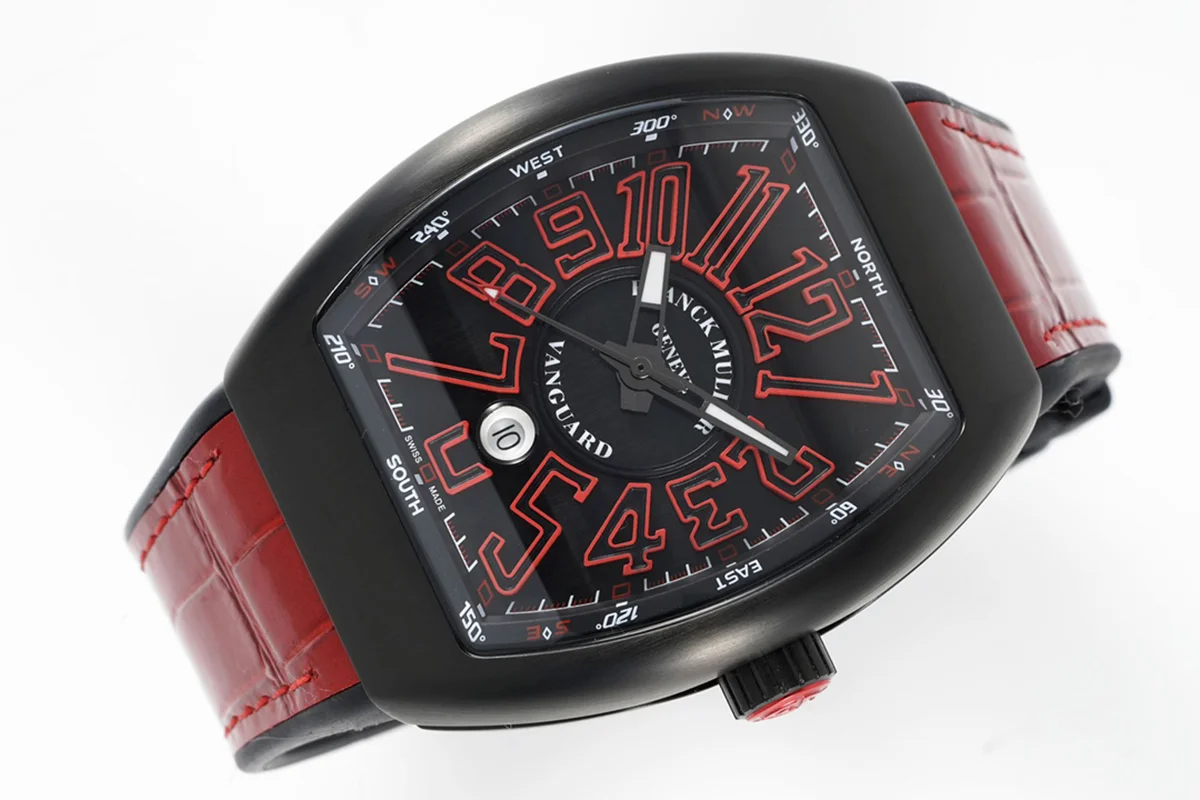 Vanguard Black Dial with Red Markers in PVD V 45