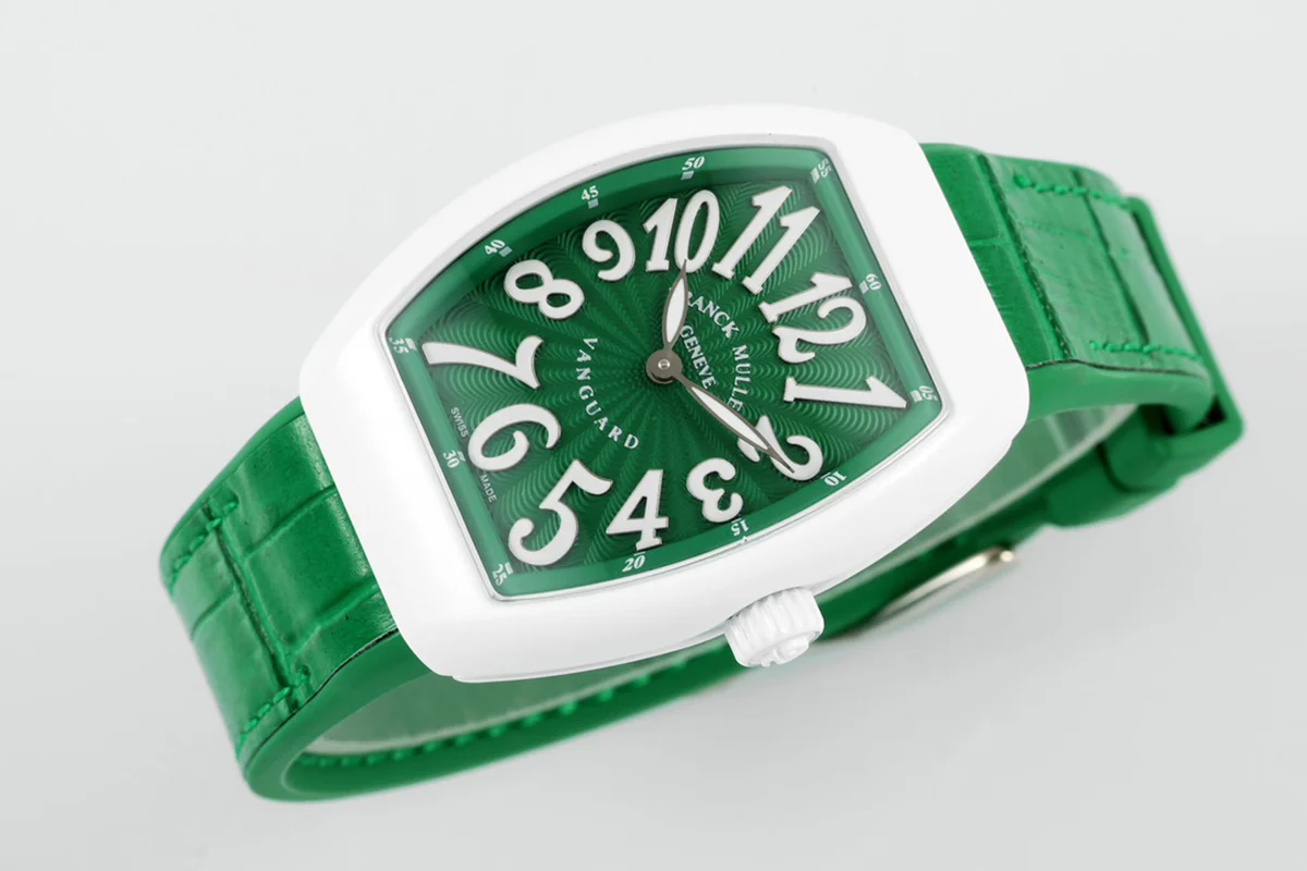 Vanguard Moonphase V32 Green Dial in Ceramic on Green Strap