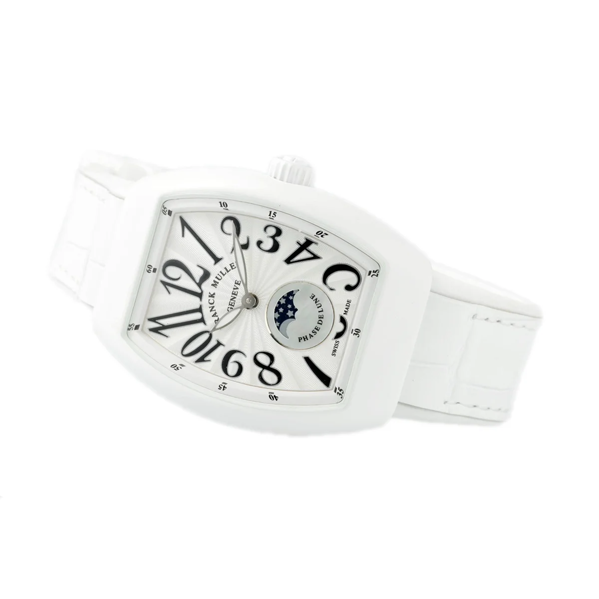 Vanguard Moonphase V32 White Dial in Ceramic on White Strap