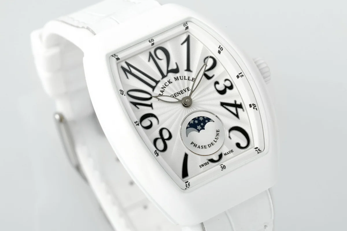 Vanguard Moonphase V32 White Dial in Ceramic on White Strap