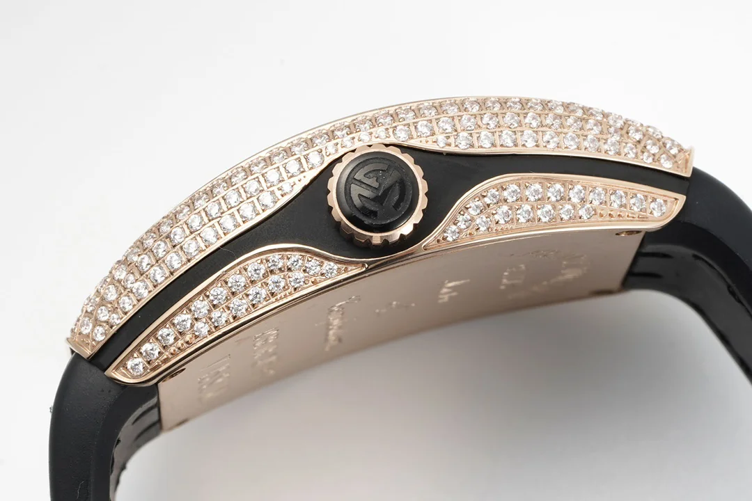Vanguard V45 Diamond Paved Dial with Black Marker and Diamond Bezel in Rose Gold