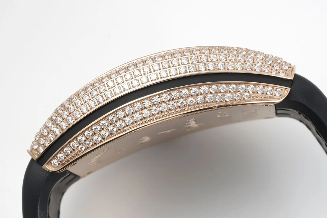 Vanguard V45 Diamond Paved Dial with Black Marker and Diamond Bezel in Rose Gold