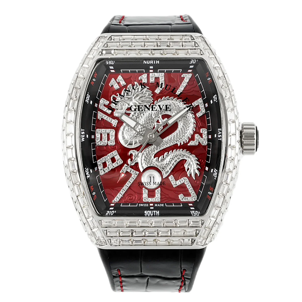 Vanguard Yachting Dragon V45YT Red Dial with Baguette Diamond Bezel