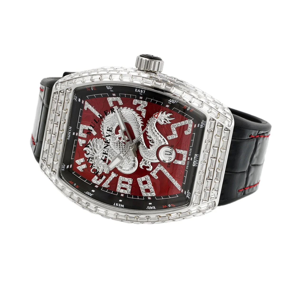 Vanguard Yachting Dragon V45YT Red Dial with Baguette Diamond Bezel