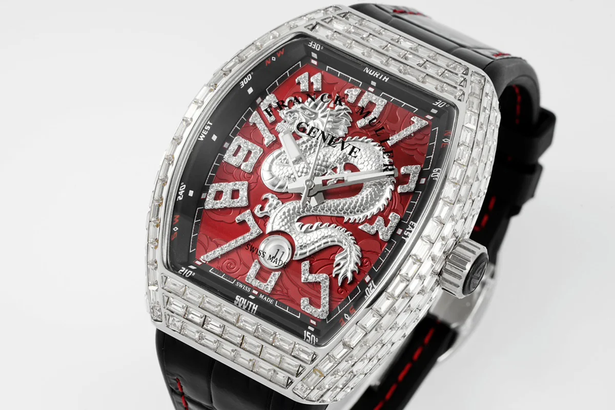 Vanguard Yachting Dragon V45YT Red Dial with Baguette Diamond Bezel