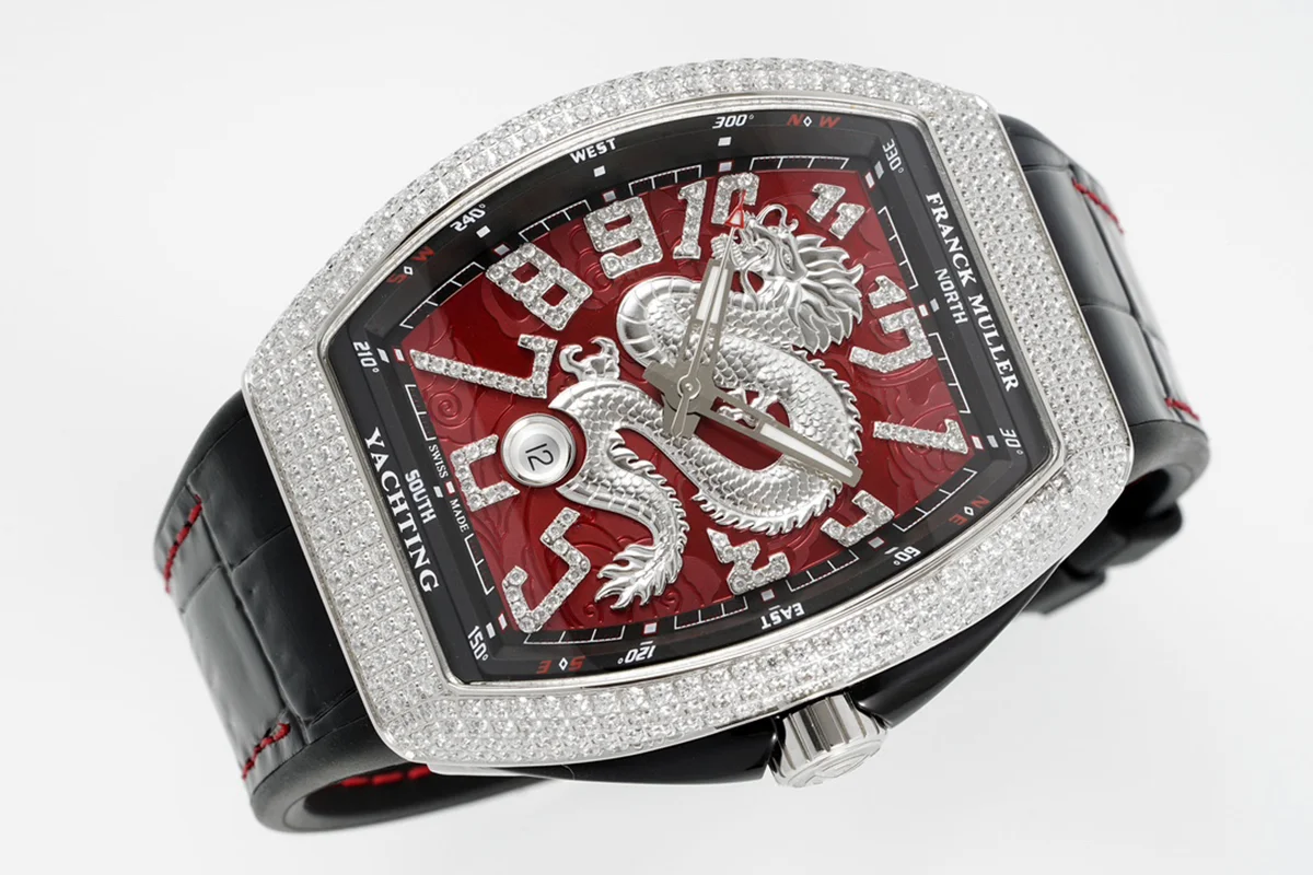 Vanguard Yachting Dragon V45YT Red Dial with Diamond Bezel