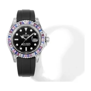 Yacht Master 40 Black Dial with Rainbow Diamond Bezel